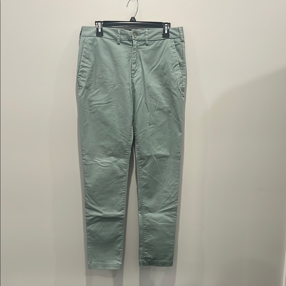 Express Green Chino Pants with Flat Front Design